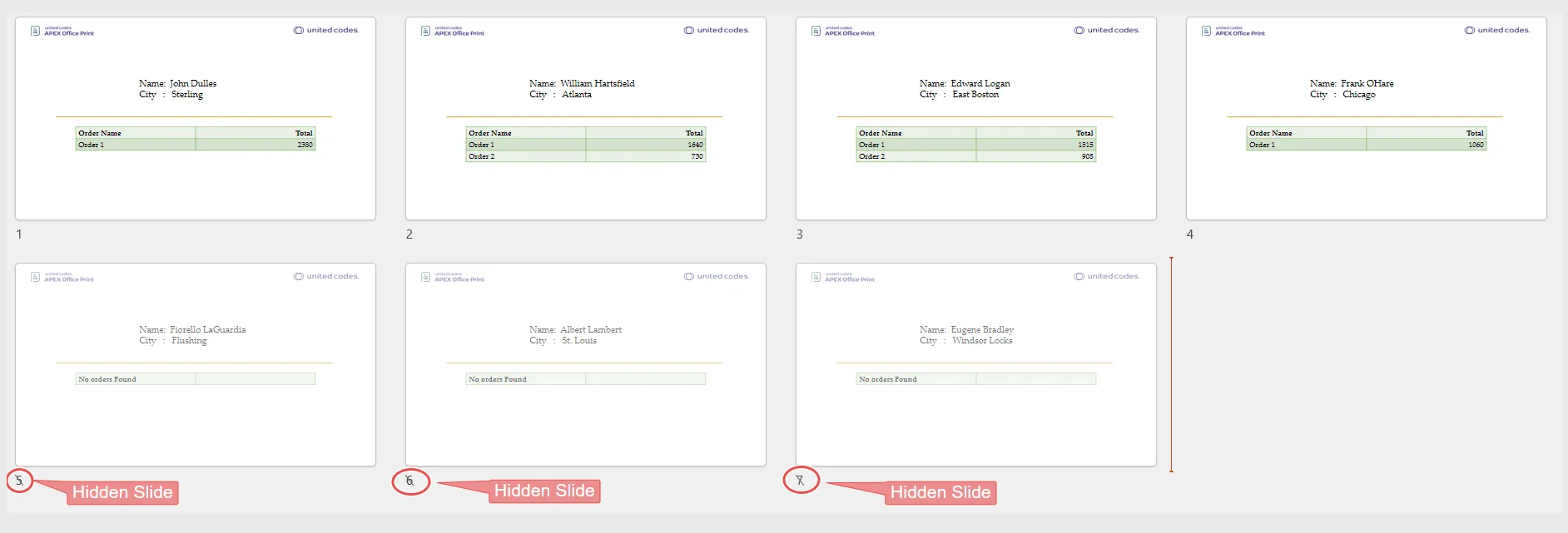 Hide slide with hide tag output