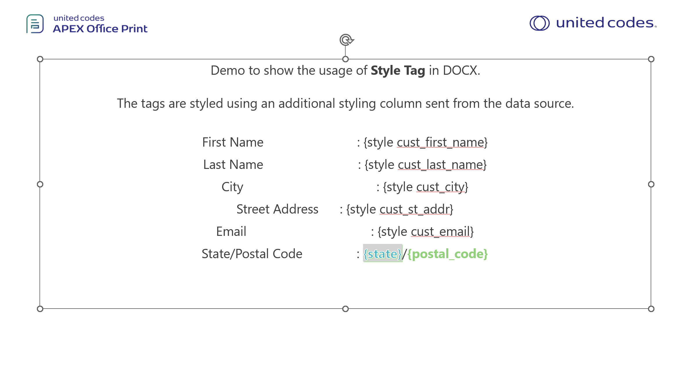 style tag template